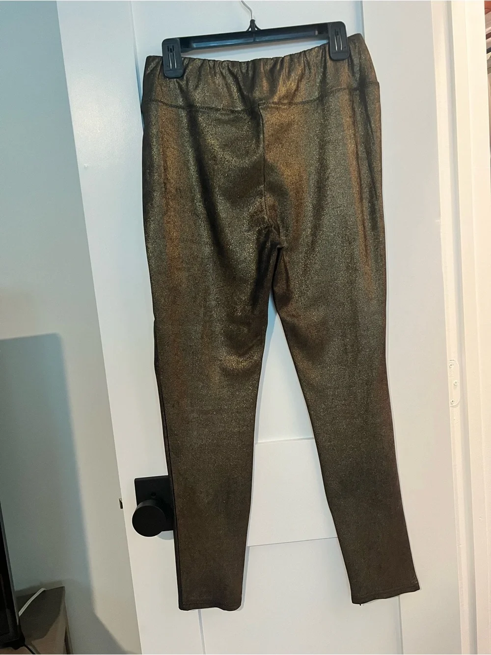 Highline brand Metallic Black Gold Leggings - Shimmery Pull-On Pants - Picture 4 of 4